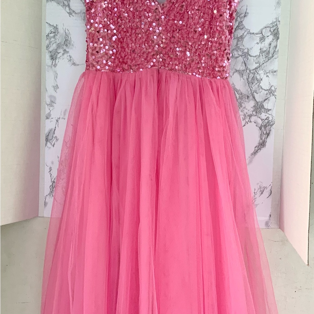 Pink Embellished Tiered Sweetheart Gown